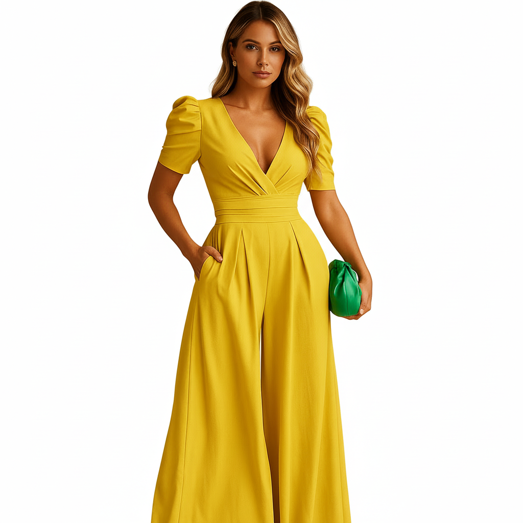 Women’s long tailored jumpsuit side profile design