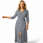 Women’s elegant V-neck midi dress with flowing silhouette
