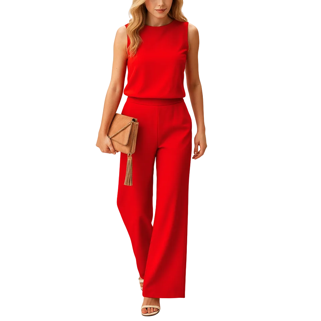 Women’s stylish mid-waist wide-leg jumpsuit