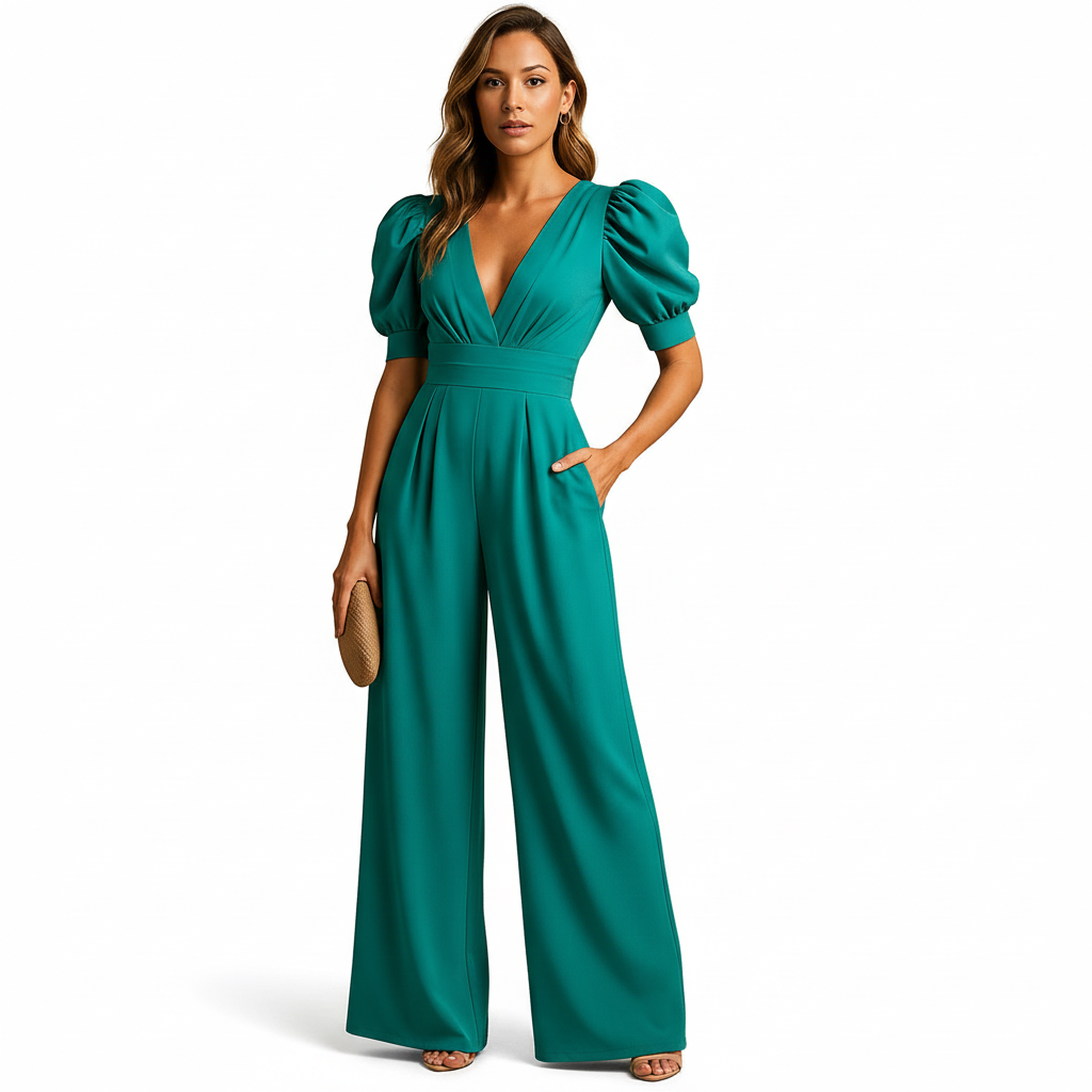 Women’s flowing long jumpsuit suitable for evening events