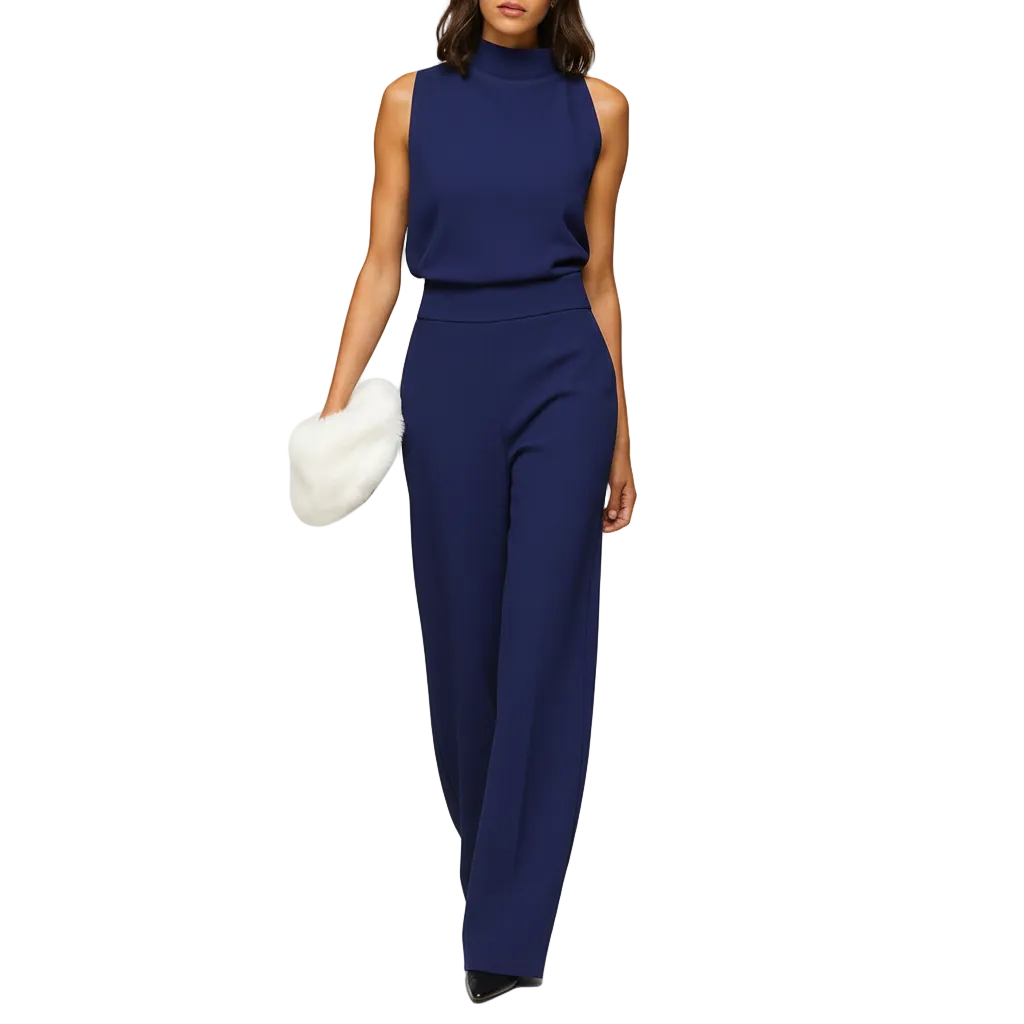 Women’s halter-neck wide-leg jumpsuit with pockets