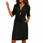 Women’s modern elegant dress front view with comfortable fit