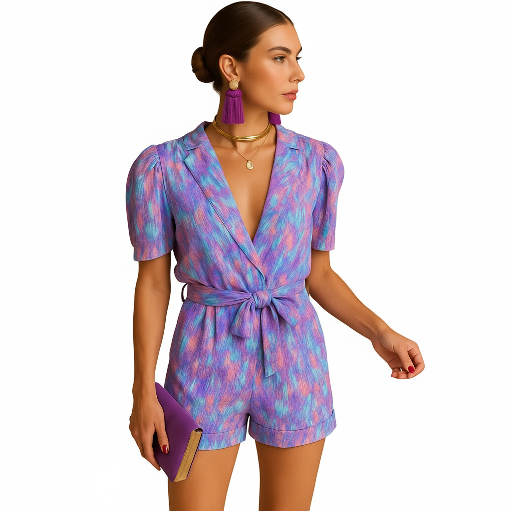 Women’s printed short jumpsuit side profile