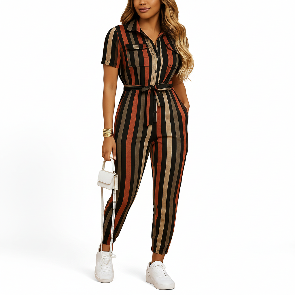Women’s sophisticated button-detail jumpsuit outfit