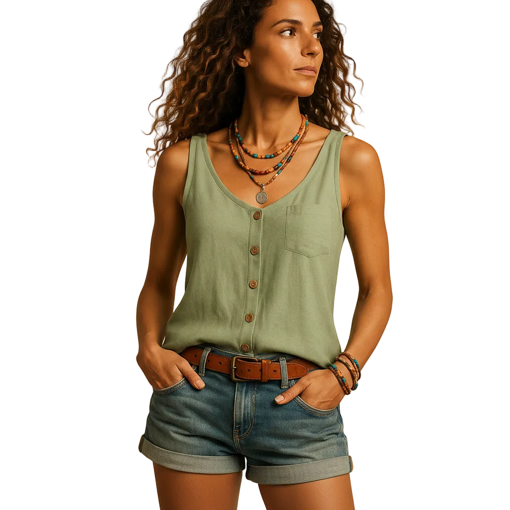 Women’s everyday sleeveless V-neck blouse